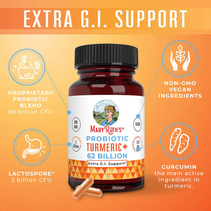 MaryRuth Probiotic Turmeric + GI Support | 62B CFU | 60 Count
