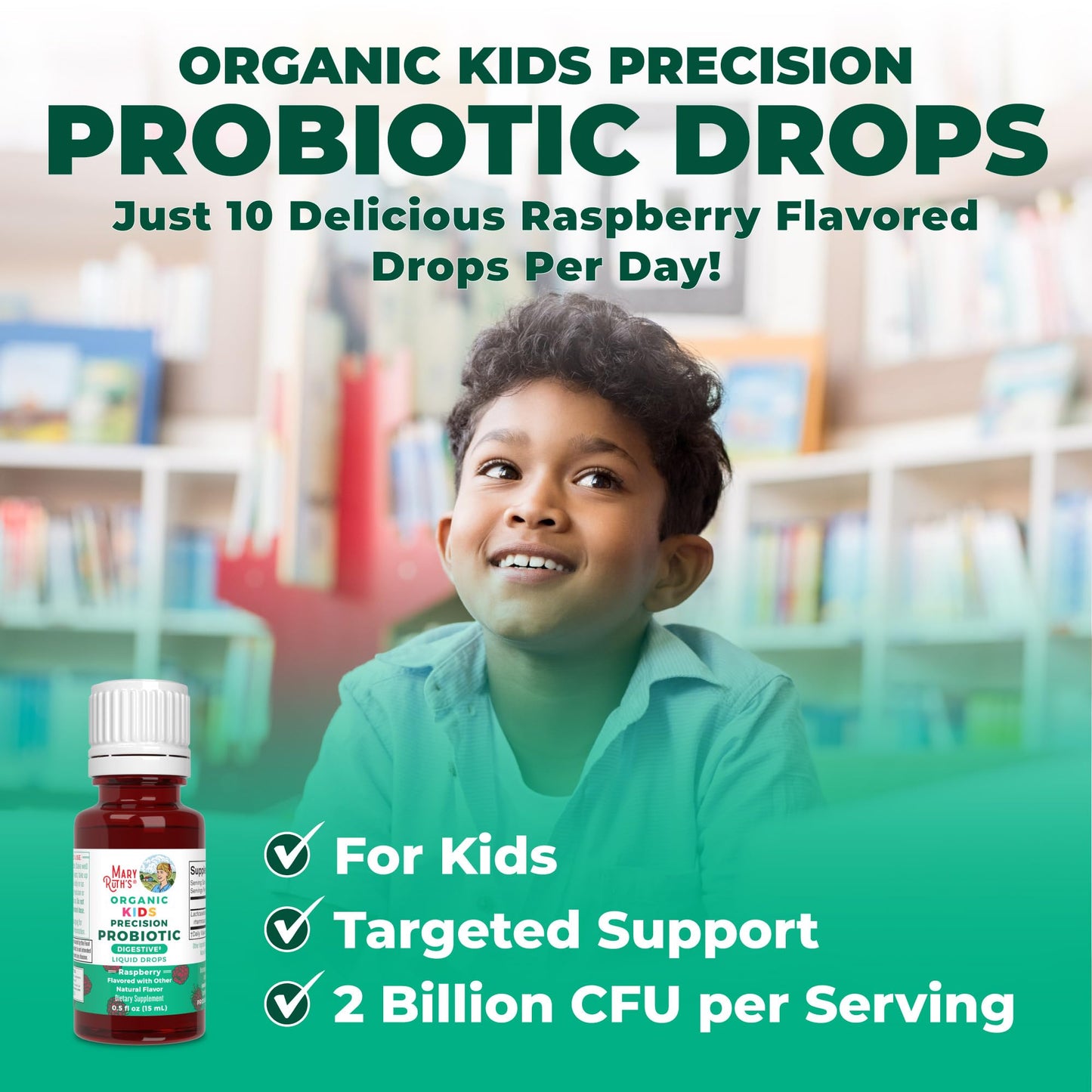 MaryRuth Organics USDA Organic Liquid Kids Probiotic Drops – Digestive Health, Immune Support, Vegan & Non-GMO | 30 Servings