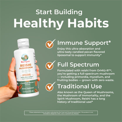 MaryRuth Organics Reishi Liposomal Mushroom Supplement – Vegan Immune Support, 7.6 oz
