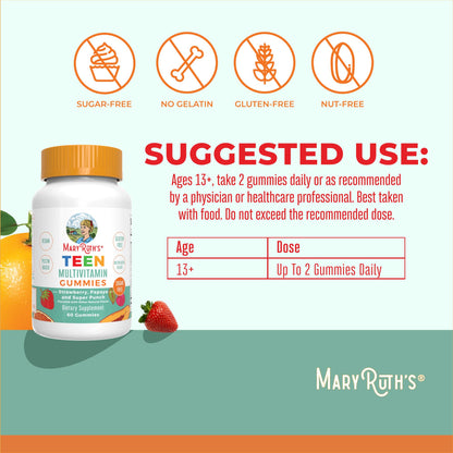 MaryRuth Organics Teen Multivitamin Gummies | Vegan • Sugar Free • Gluten Free | 60 Count