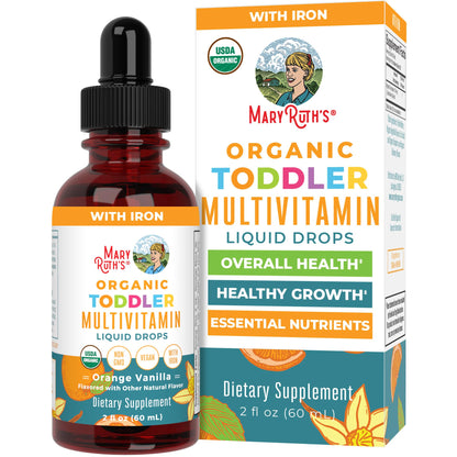 MaryRuth Organics Toddler Multivitamin Drops with Iron | USDA Organic | 2 oz
