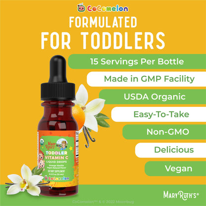 MaryRuth Organics Toddler Vitamin C Drops – USDA Organic Vitamin C Liquid for Ages 1-3 | Immune Support, Vegan & Non-GMO | 15 Servings