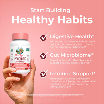 MaryRuth Organics USDA Organic Probiotic Gummies – 5 Billion CFU, 60 Count | Probiotics for Women & Men, Digestive Health & Gut Comfort