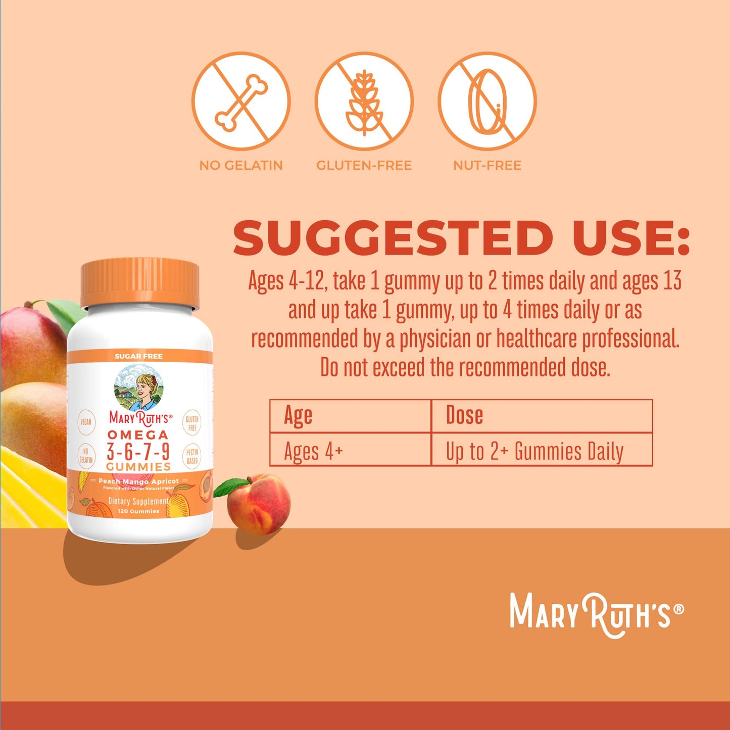 MaryRuth Organics Vegan Omega 3-6-7-9 Gummies – 120 Count | Non-GMO