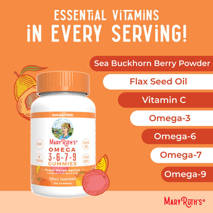 MaryRuth Organics Vegan Omega 3-6-7-9 Gummies – 120 Count | Non-GMO