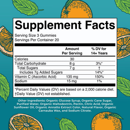 MaryRuth Organics Vitamin C Gummies | USDA Organic - Vegan, Non-GMO - Immune Support & Wellness - Orange Flavor - 60 Count