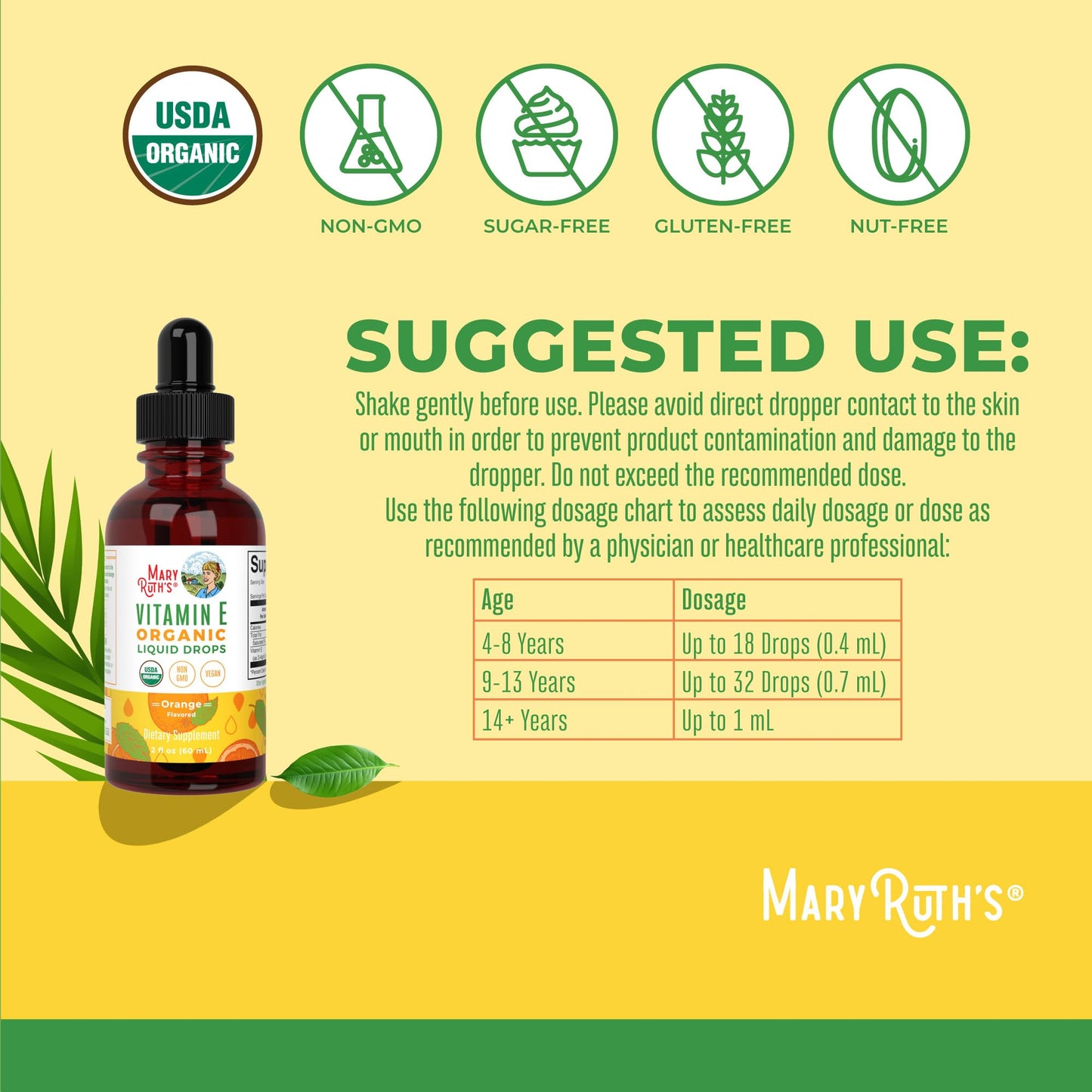MaryRuth Organics Vitamin E Liquid Drops - 2 Month Supply | Sugar Free, Vegan