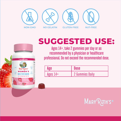 MaryRuth Organics Women's Immune Support Multivitamin Gummies | 60 Count | Vegan, Sugar-Free, Non-GMO | Ages 14+