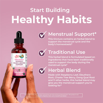 MaryRuth Organics USDA Organic Women's Wellness Liquid Herbal Drops – Menstrual Support (Vegan, Non-GMO)