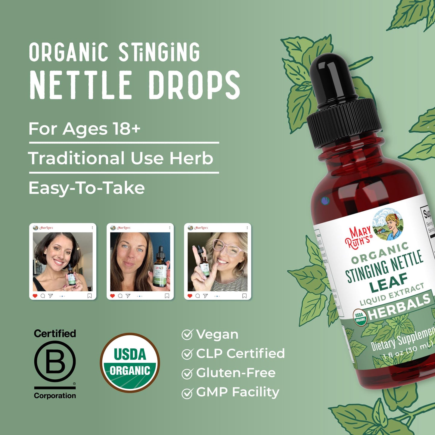 MaryRuth Organics Stinging Nettle Leaf Extract – Detox Drops, USDA Organic, Vegan