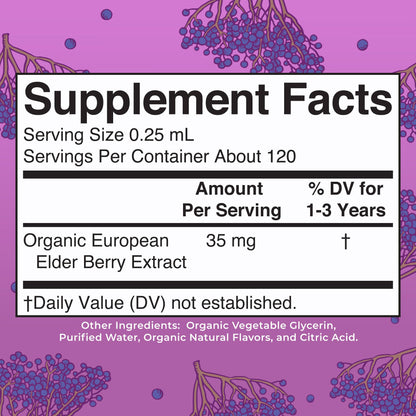 MaryRuth Organics Toddler Elderberry Syrup – USDA Organic, Sugar Free, 1 fl oz