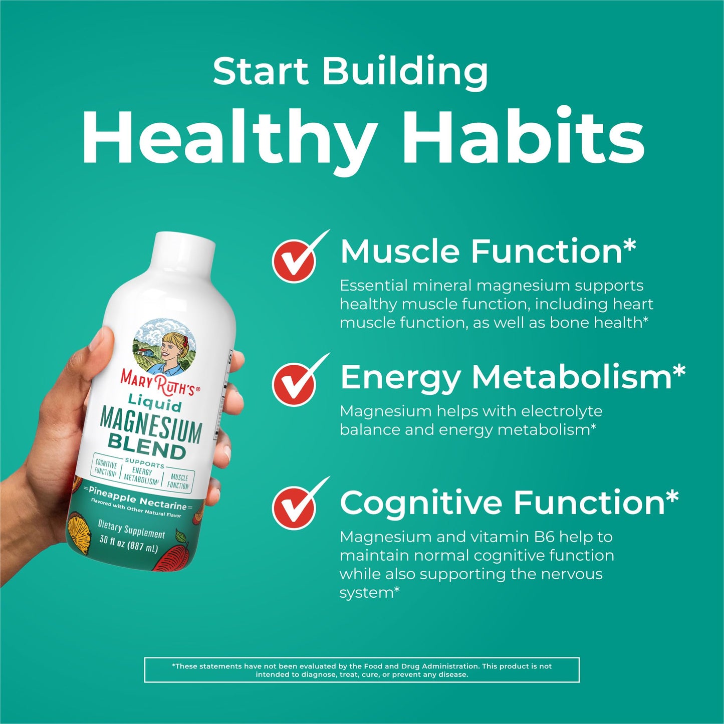 MaryRuth's Liquid Magnesium 30 oz | Ages 4+ | Cognitive & Bone Health | Vegan