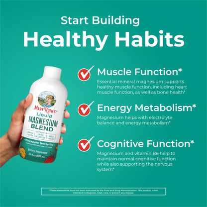 MaryRuth's Liquid Magnesium 30 oz | Ages 4+ | Cognitive & Bone Health | Vegan