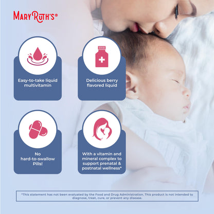 MaryRuth’s Postnatal & Prenatal Vitamins for Women | Sugar Free | Selenium | Folate | Vegan | Non-GMO | Gluten Free | 32oz