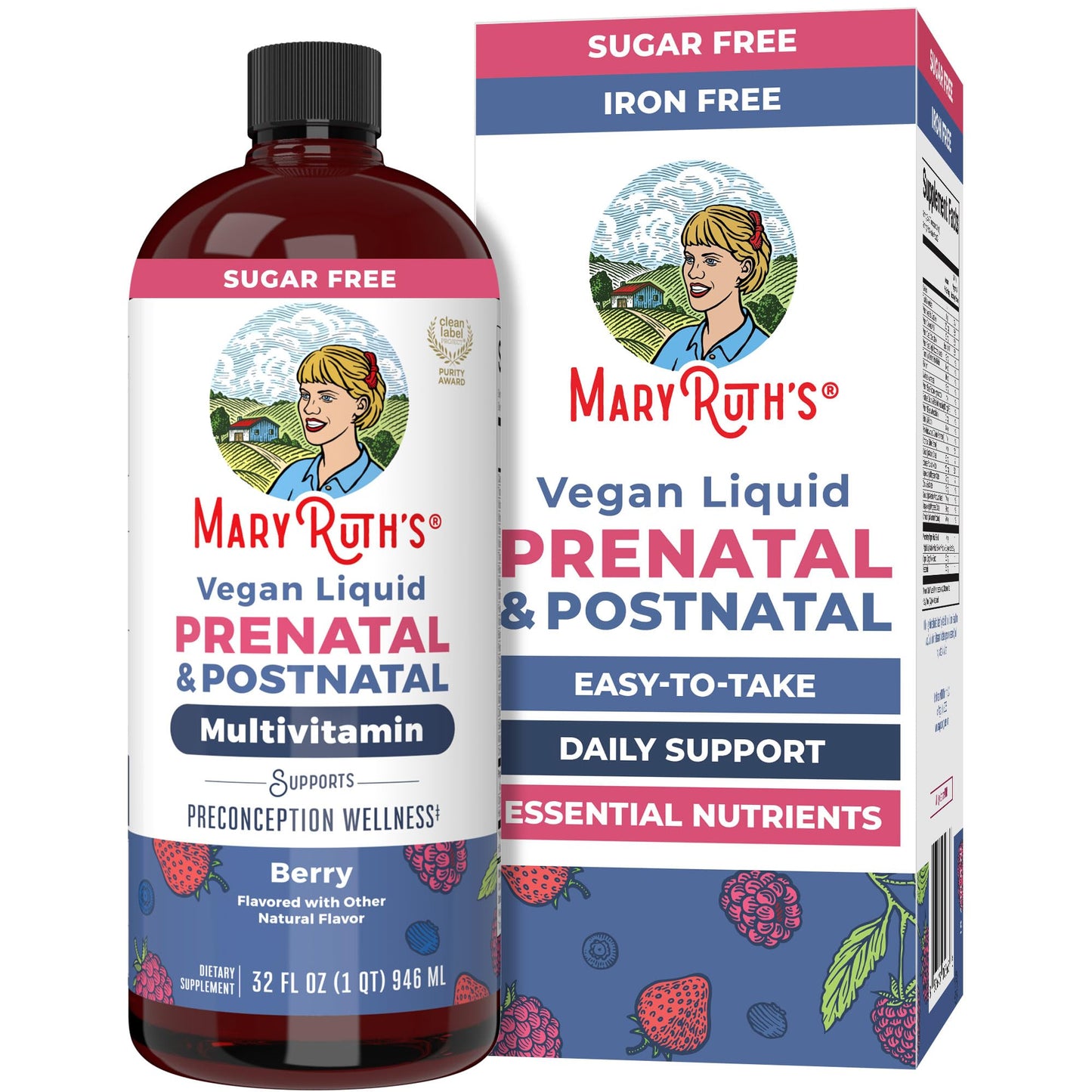 MaryRuth’s Postnatal & Prenatal Vitamins for Women | Sugar Free | Selenium | Folate | Vegan | Non-GMO | Gluten Free | 32oz