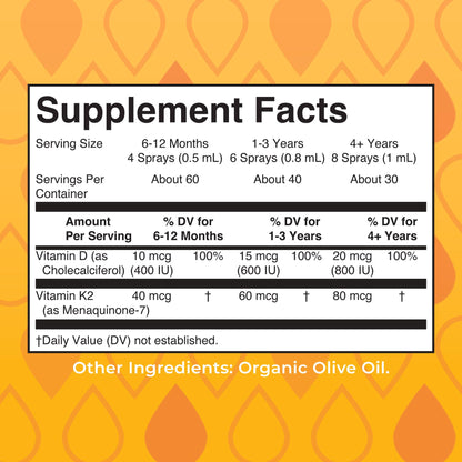 MaryRuth's Vitamin D3 + K2 Liquid Spray | Vegan, Organic, Gluten Free | 1 fl oz
