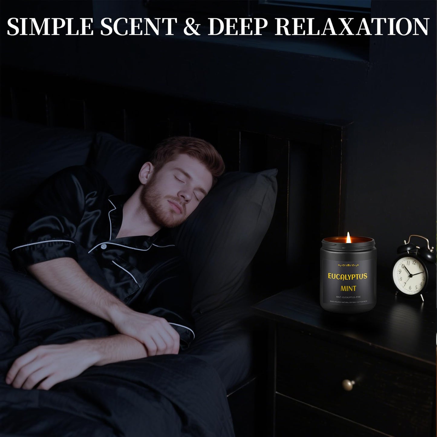 Men's Scented Candles - 4 Pack Soy Candles (28oz, 200h) Leather, Oak, Lavender & Eucalyptus