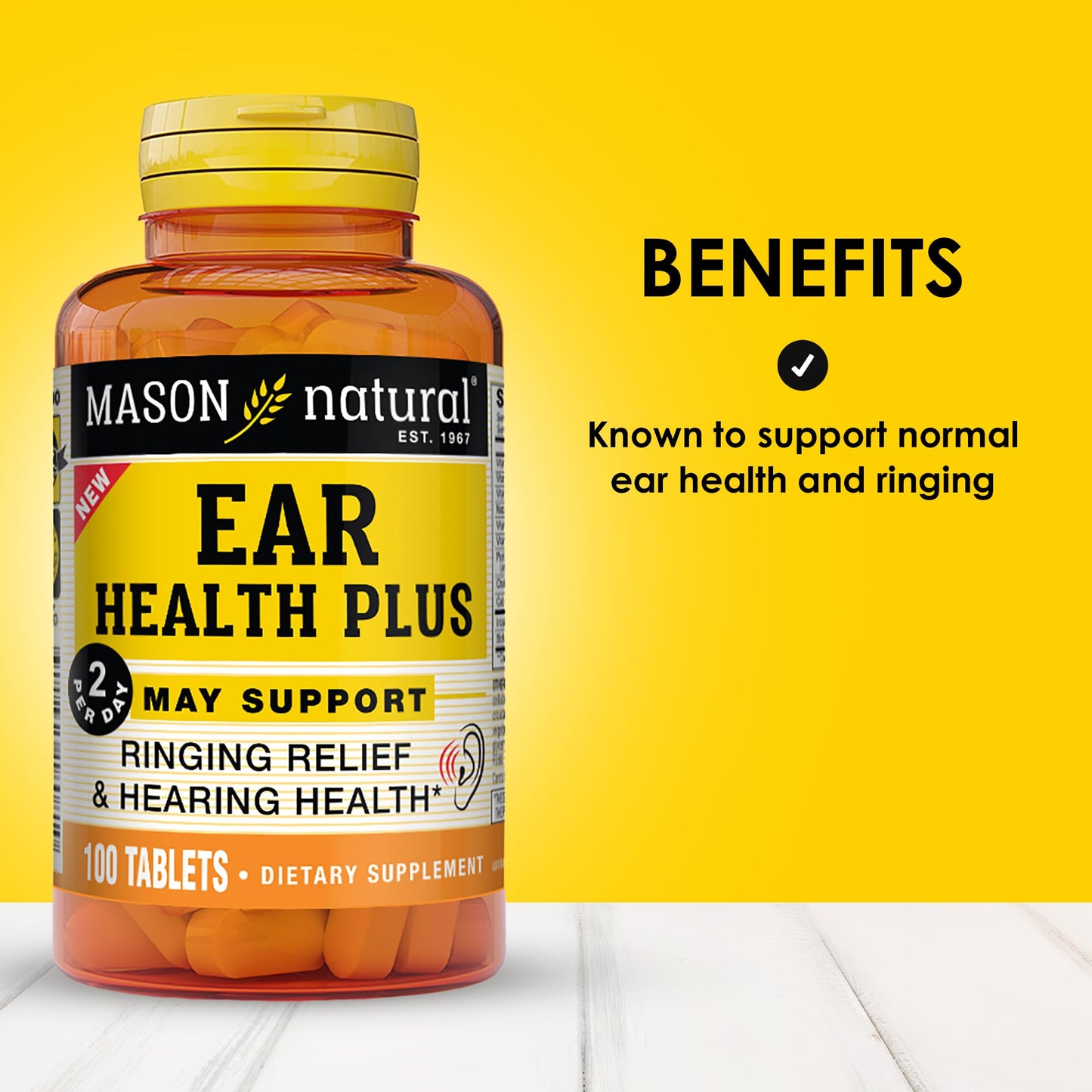Mason Natural Ear Health Plus with B Vitamins - 50 Day Supply (Pack of 2)