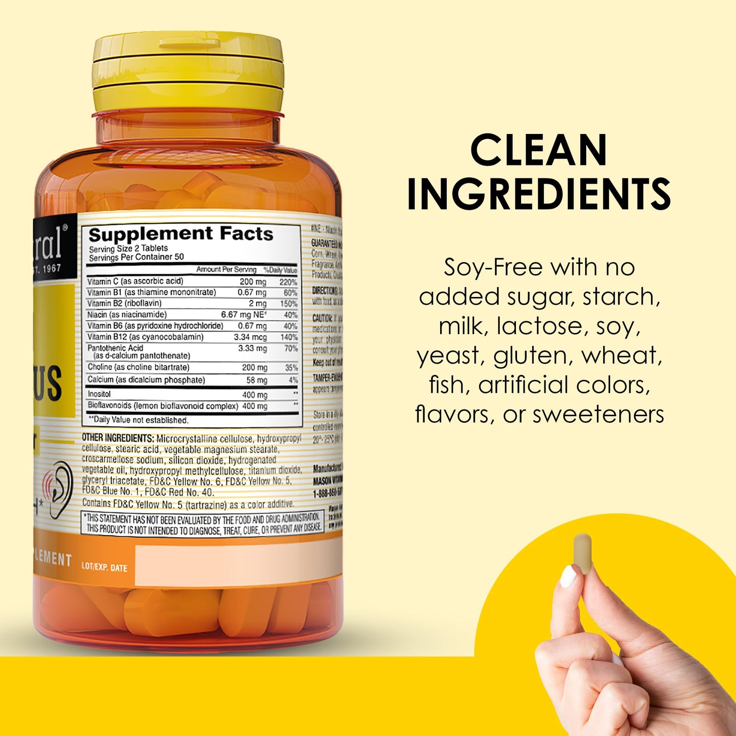 Mason Natural Ear Health Plus with B Vitamins - 50 Day Supply (Pack of 2)