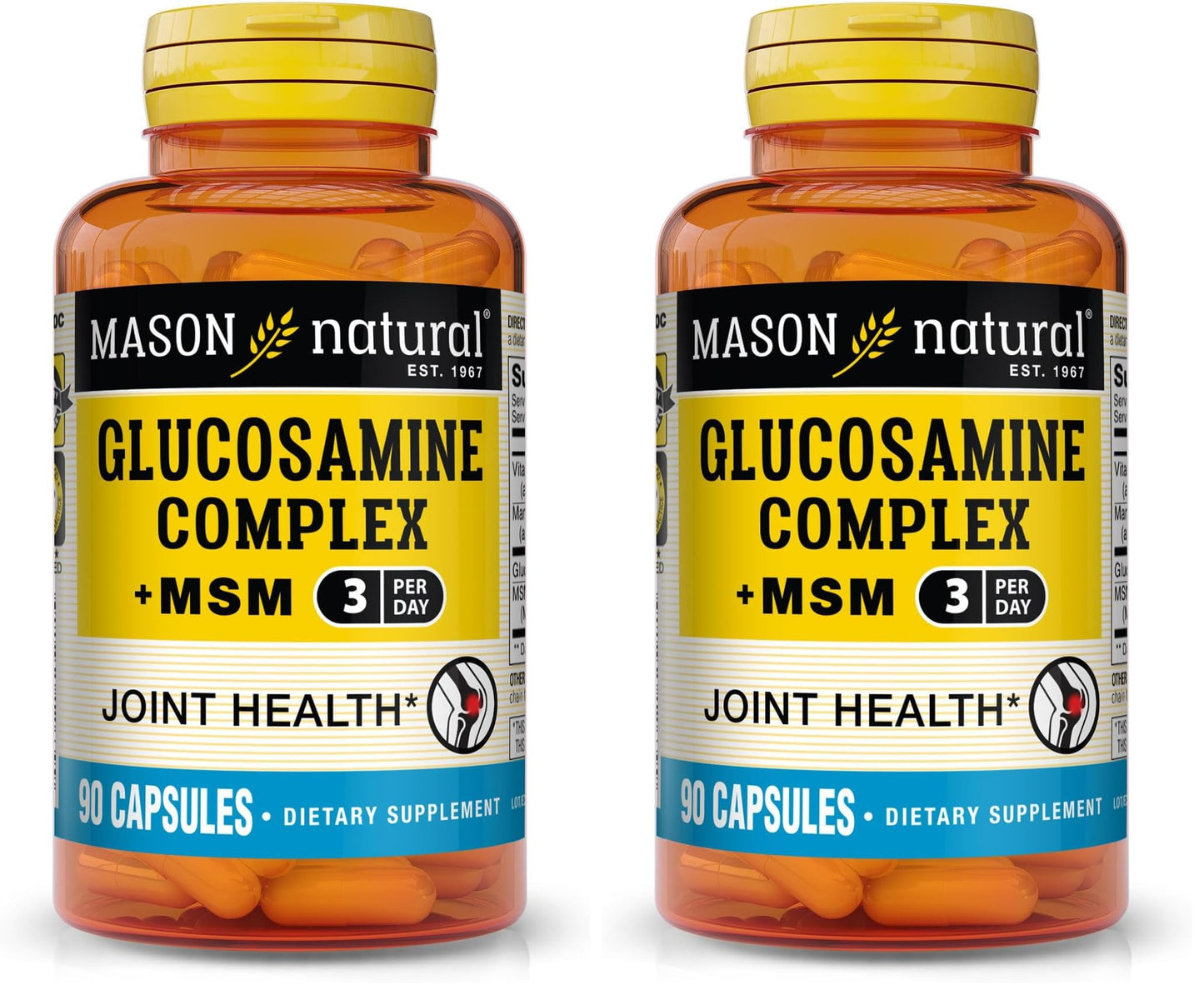 Mason Natural Glucosamine Complex + MSM with Vitamin C (90 Caps x 2)