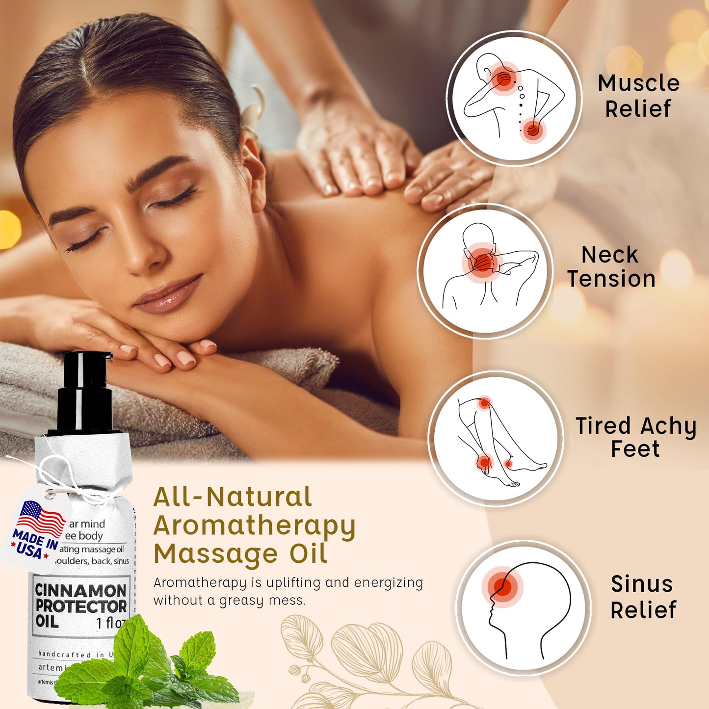 Massage Oil for Neck, Back & Cupping Tools | Cinnamon Protector Oil