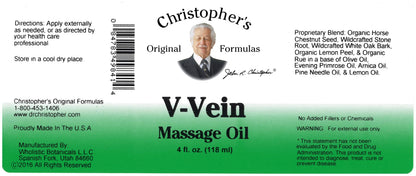 Christopher's Original Formulas V-Vein Massage Oil - 4 fl oz | Herbal Topical Oil for Skin & Massage Care