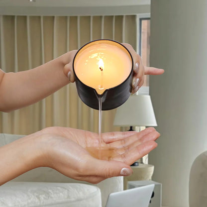 Massaging Oil Candle - Rum Raisin Scent 6.35 oz | Moisturizing Shea Butter Massage Candle
