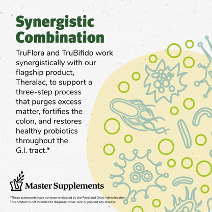 Master Supplements 30-Day Probiotic Gut Reset - Includes Theralac (30 ct.), TruBifido (30 ct.) & TruFlora (30 ct.) - Supports Optimal Gut Health - Gluten Free
