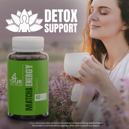 4 Your Wellness Matcha Organic Green Tea Gummies with B12, B3 & CoQ10 – Vegan, Gluten-Free, Non-GMO, Kosher (60 Count)