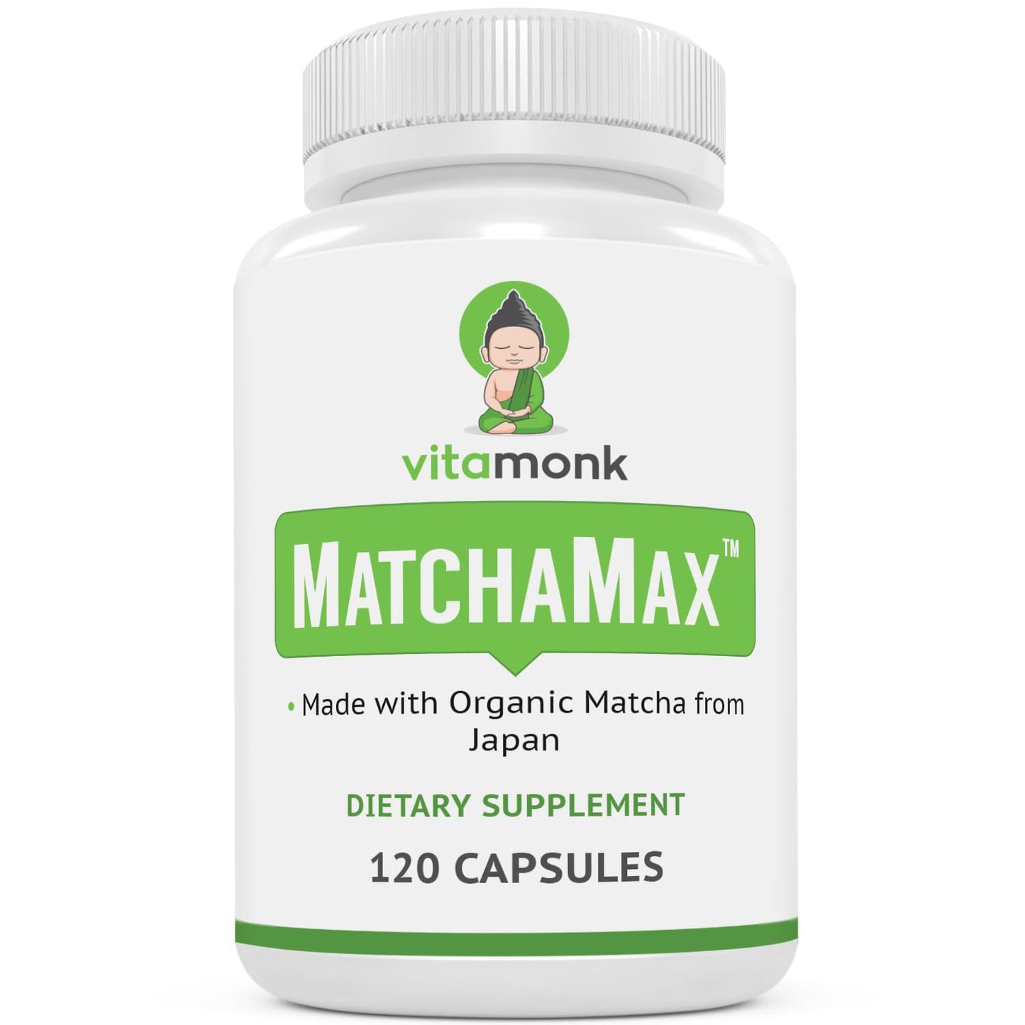 MATCHAMAX Organic Japanese Matcha Capsules | Pure Organic Green Tea Pills for Energy, Calm Focus & Antioxidants | Vegan | 120ct