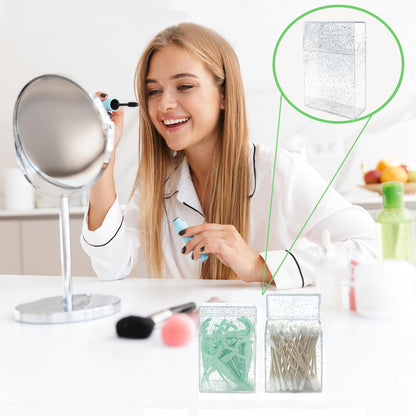 MatFirsmo Cotton Swab Holder for Travel – 2 Pcs, Clear Plastic with Dustproof Lid (Transparent White)