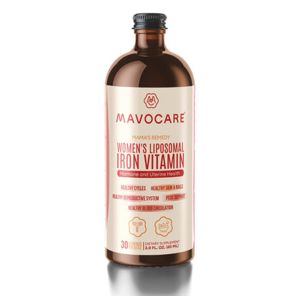 MavoCare Daily Liposomal Iron + Beetroot Vitamin | Hormone Health, Uterine & Fertility Support | Vegan Liquid Vitamin 15.2 fl oz