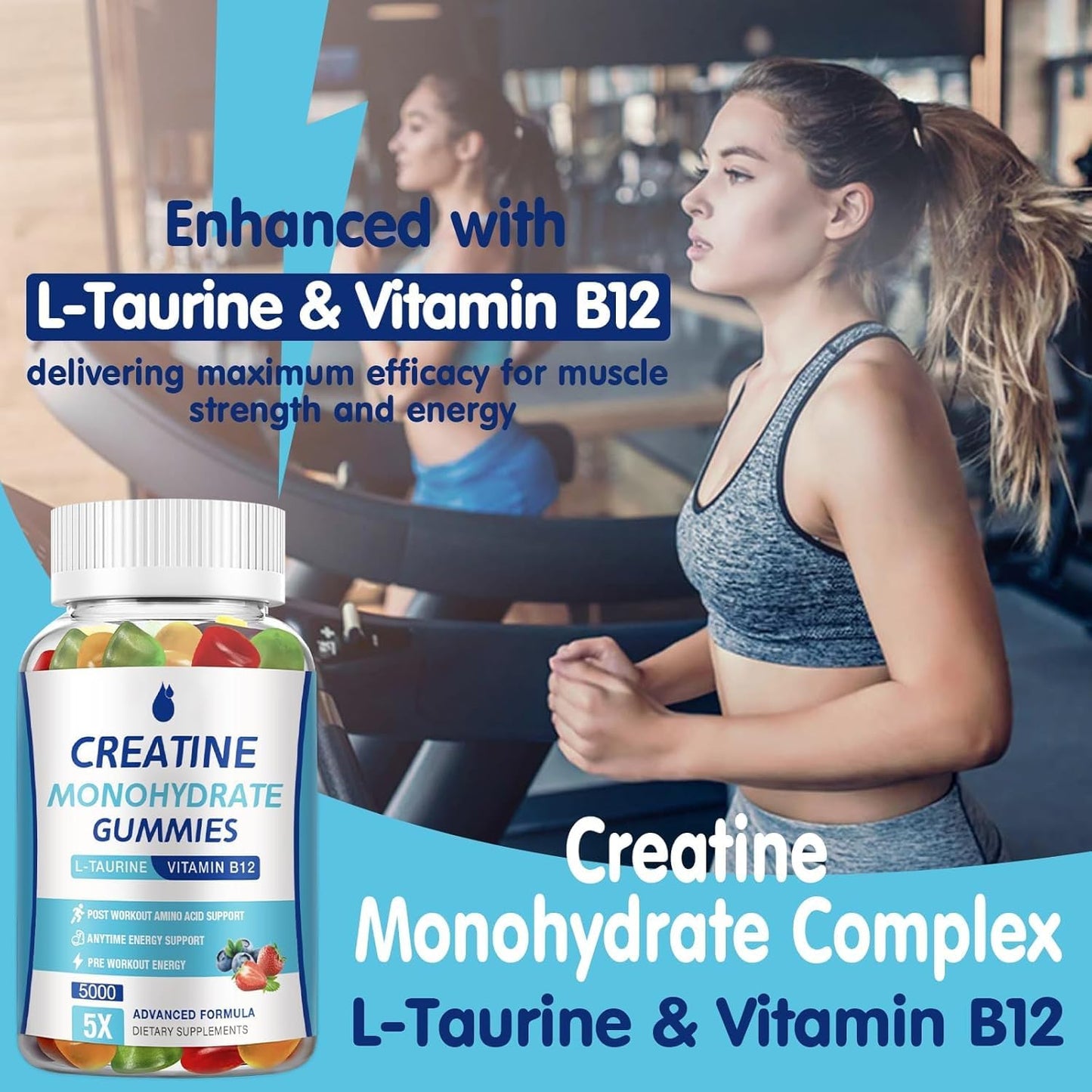 MaxHemp Creatine Monohydrate Gummies - 5g per Serving, Sugar Free & Vegan