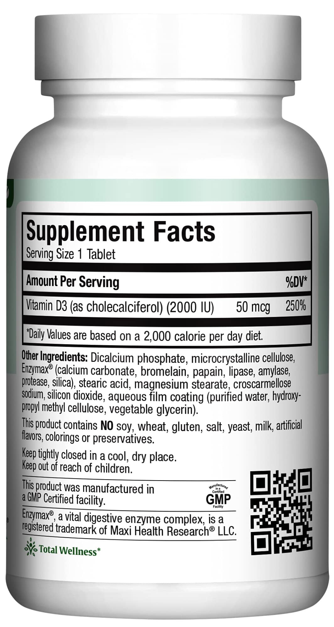 Maxi Health Vitamin D3 2000IU Kosher | 180 Tablets | Immune & Bone Support