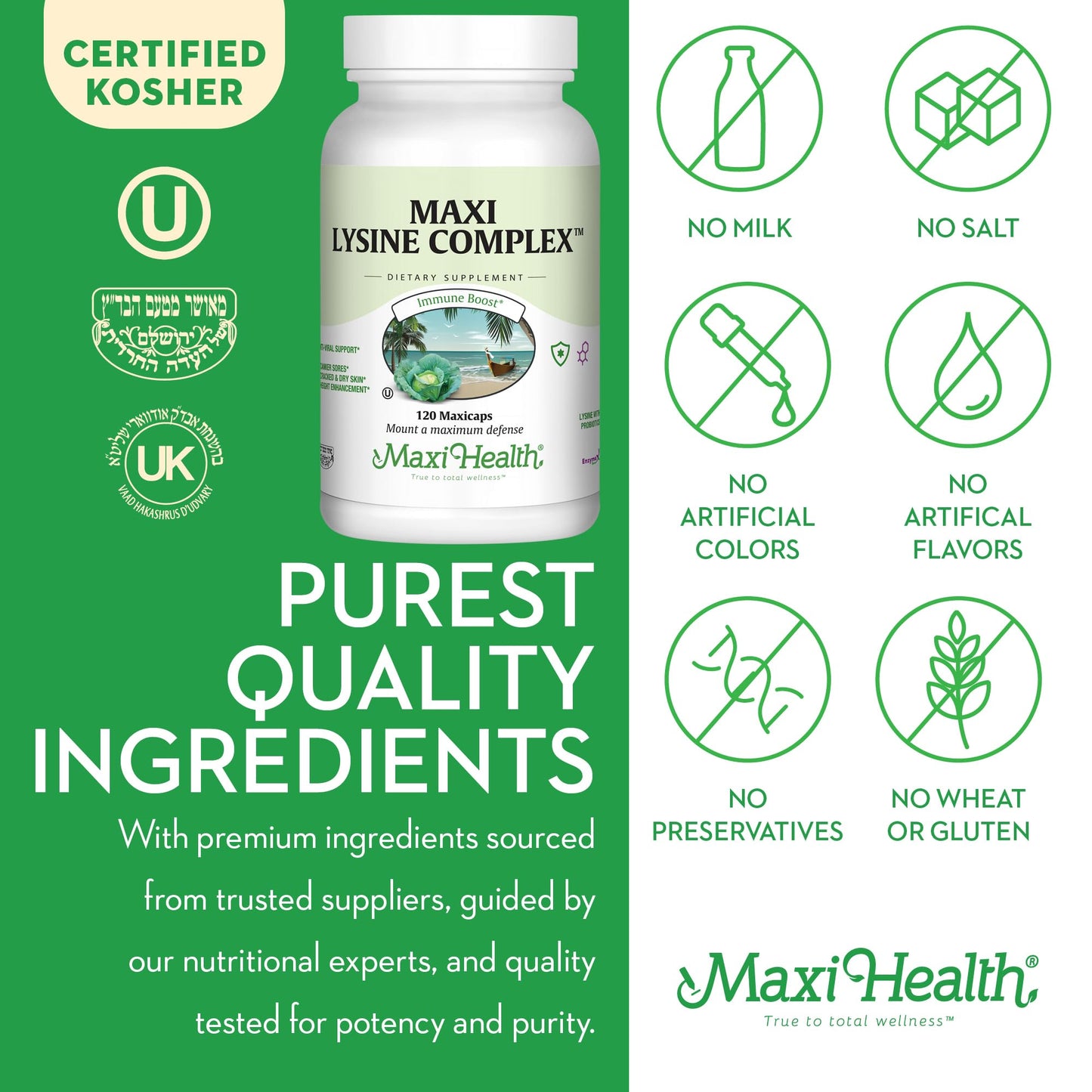 Maxi Health Lysine Complex with Probiotics - L-Lysine 1000mg | 60 Capsules