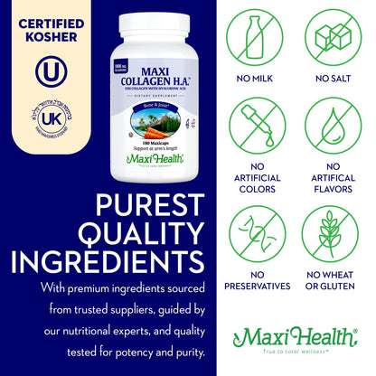 Maxi Health Marine Collagen Pills – 1000 mg Type 1 + Hyaluronic Acid (180 Maxicaps)