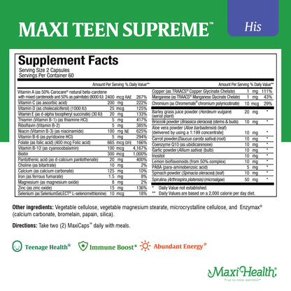 Maxi Health Multivitamin for Him – Teen Boys 12–17 | Energy & Immune Support