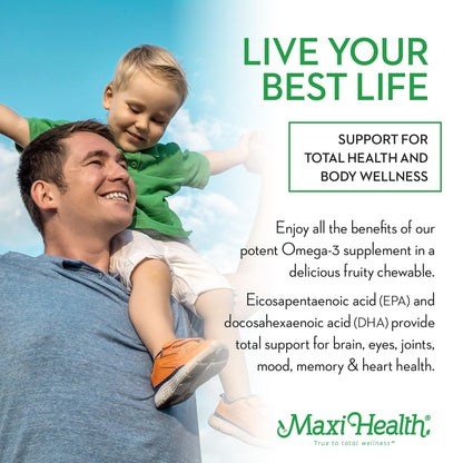 Maxi Health Fish Oil 2000mg – Omega-3 EPA/DHA Supplement for Adults & Kids | Fruity Burst | Kosher | 100 Softgels