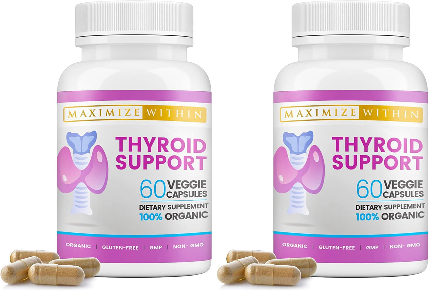 Maximize Within Thyroid Support for Women & Men | Focus, Clarity & Energy (60 Count, Pack of 2)