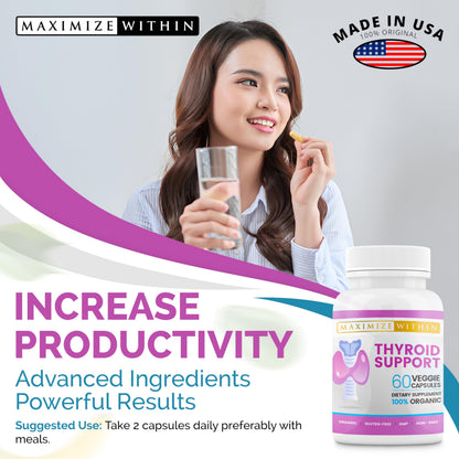 Maximize Within Thyroid Support for Women & Men | Focus, Clarity & Energy (60 Count, Pack of 2)