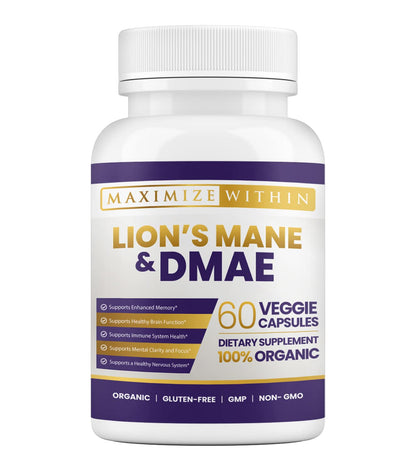 Maximum Slim Lion's Mane & DMAE Capsules – Memory & Focus Support (60 Caps)