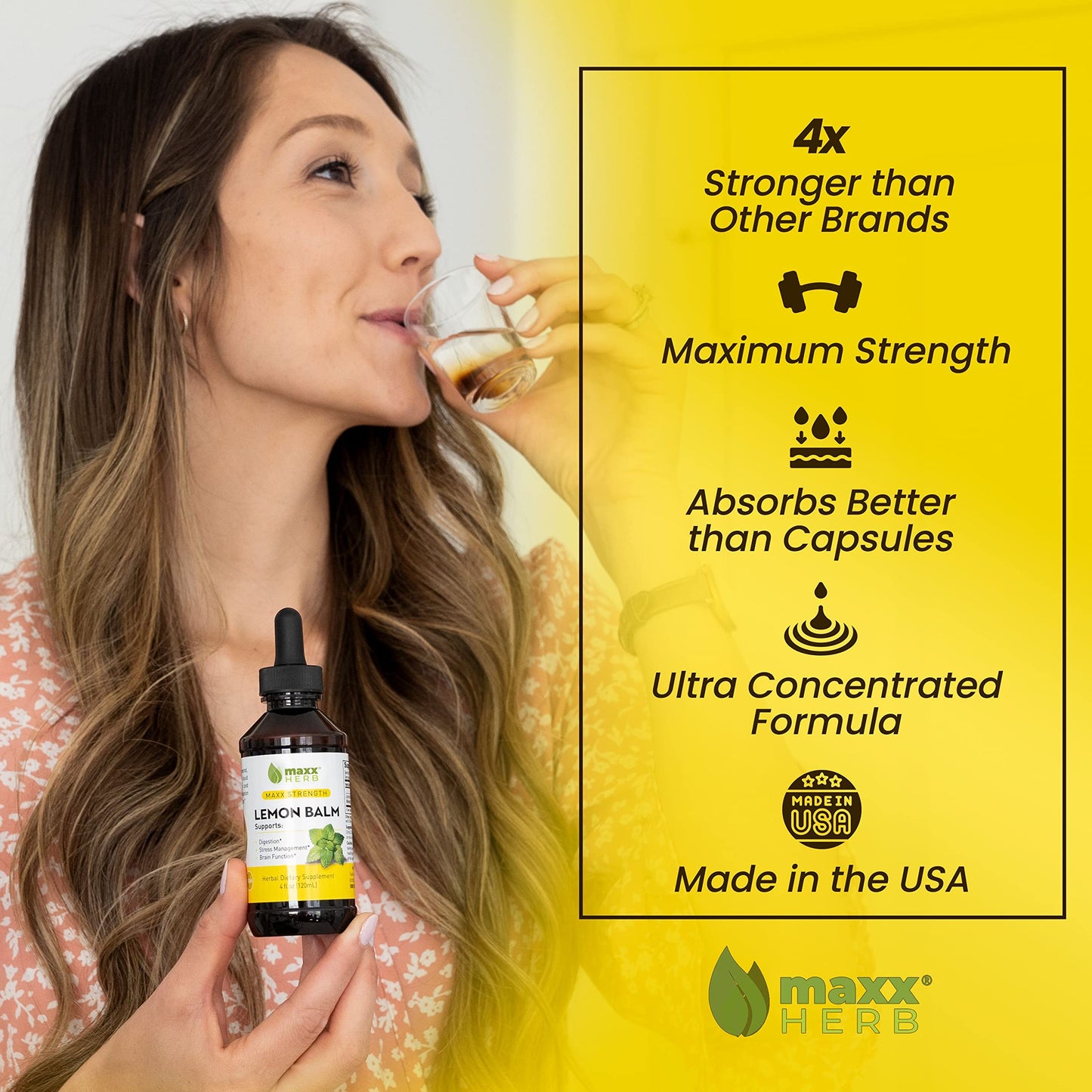 Maxx Herb Lemon Balm Extract – Max Strength Tincture (4 oz, 4 Bottles)