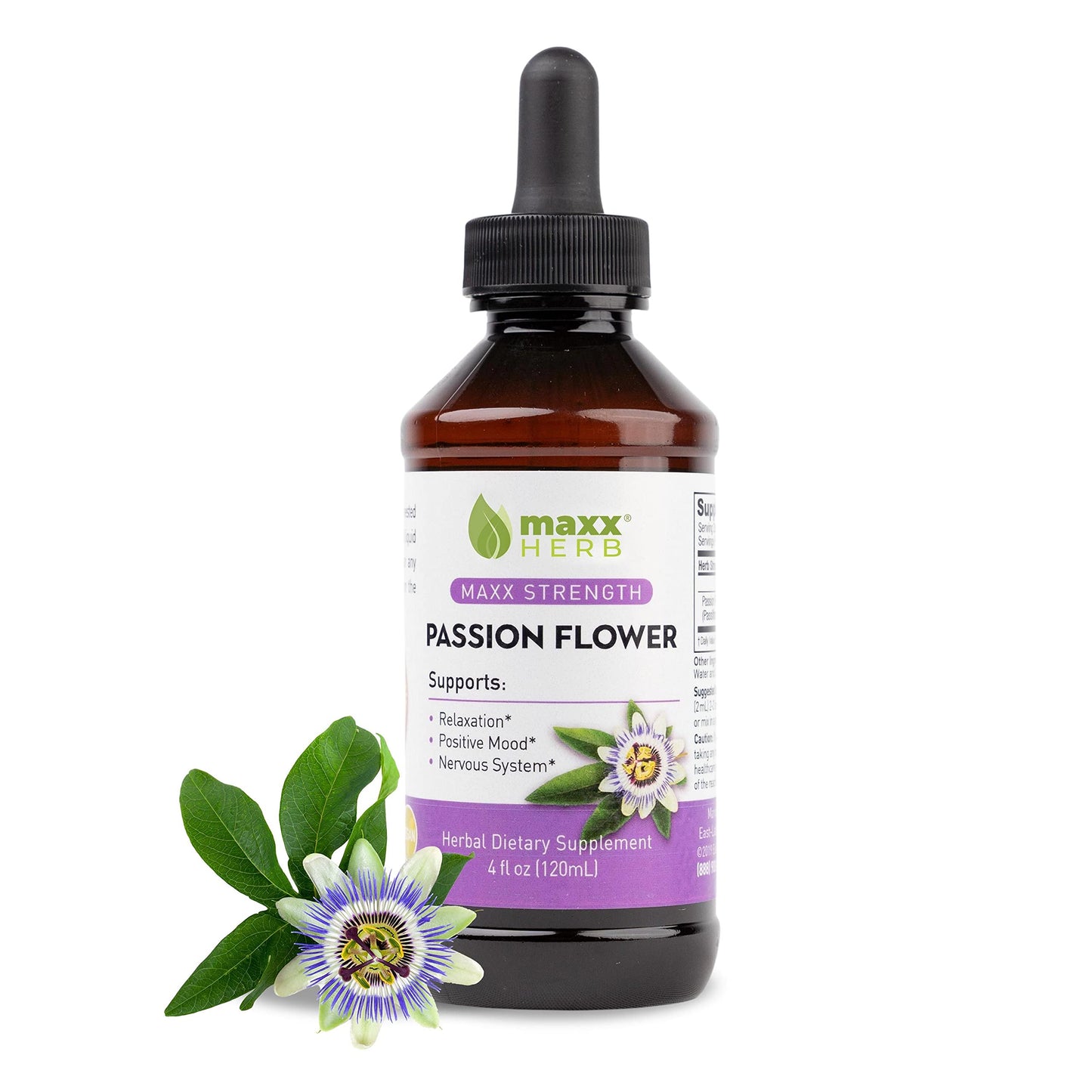 Maxx Herb Passion Flower Extract - Max Strength Liquid for Relaxation & Stress Relief (4 oz)