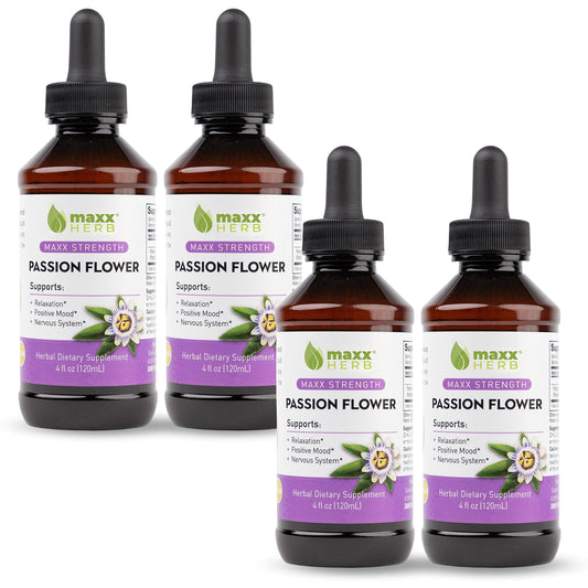 Maxx Herb Passion Flower Extract – Max Strength Liquid (Alcohol-Free) – 4 Bottles