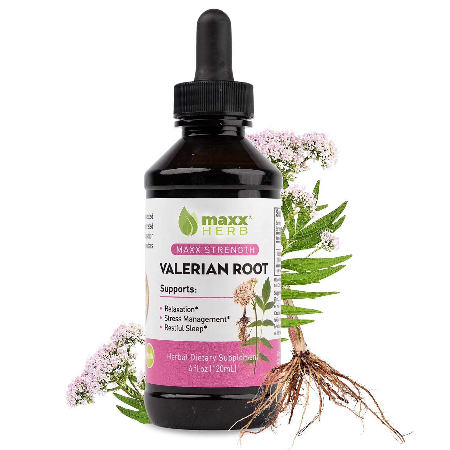 Maxx Herb Valerian Root Extract – Max Strength Liquid for Relaxation & Restful Sleep | Alcohol-Free 4 Oz