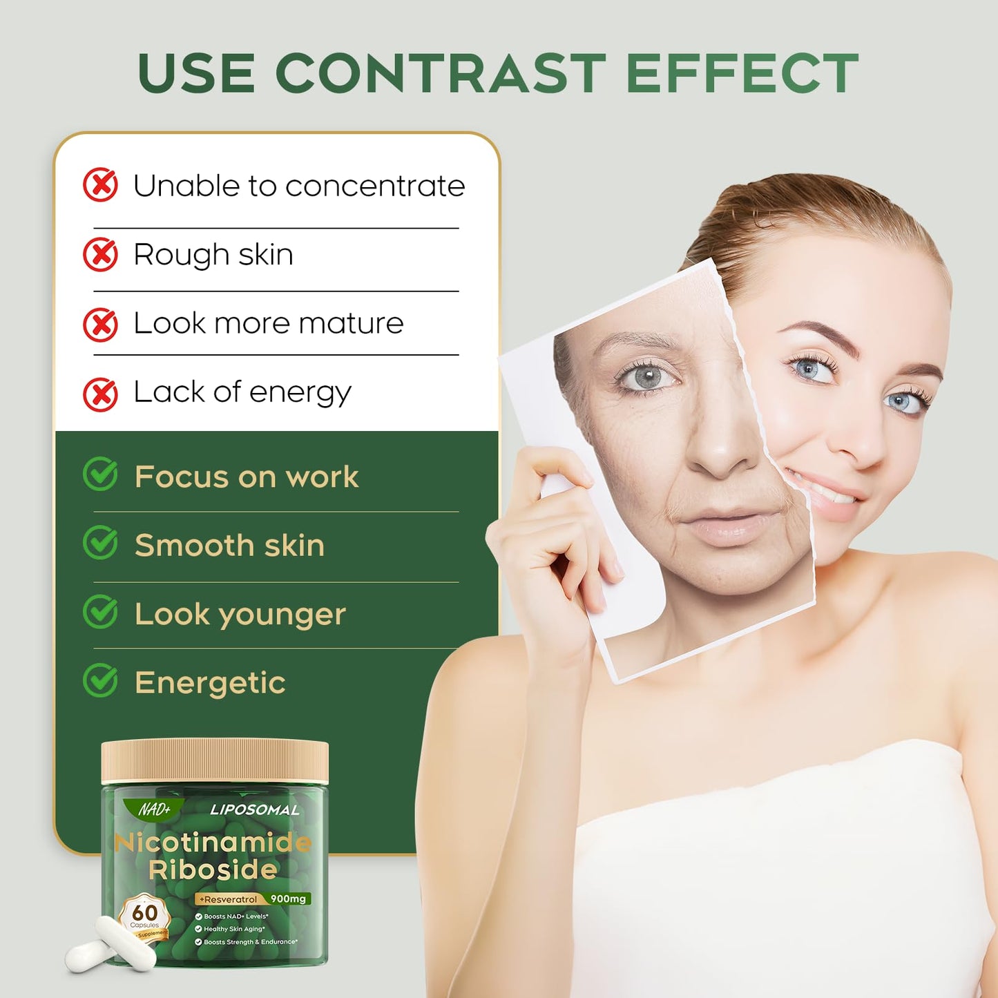 MayBeJiangWei NAD Liposomal NR 900mg - Anti-Aging, Energy & Focus