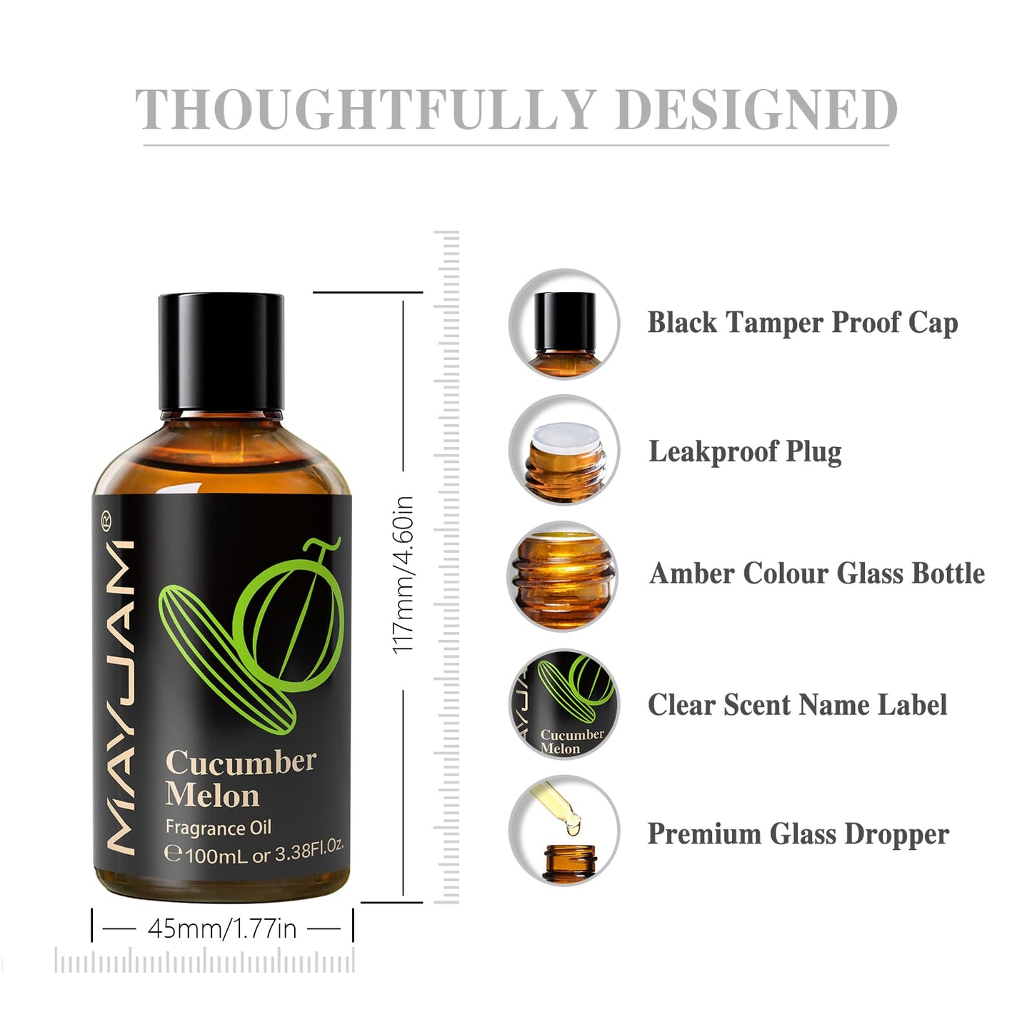 MAYJAM 100ML Cucumber Melon Fragrance Oil with Glass Dropper for Diffusers