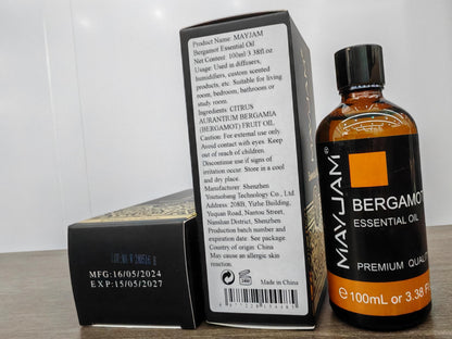 MAYJAM Bergamot Fragrance Oil 100ml with Glass Dropper - Diffuser