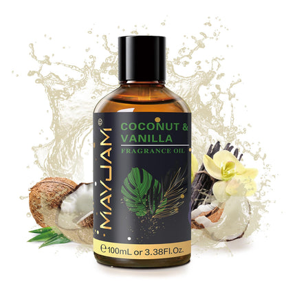 MAYJAM Coconut & Vanilla Fragrance Oils – 100ml Amber Glass Bottle with Dropper