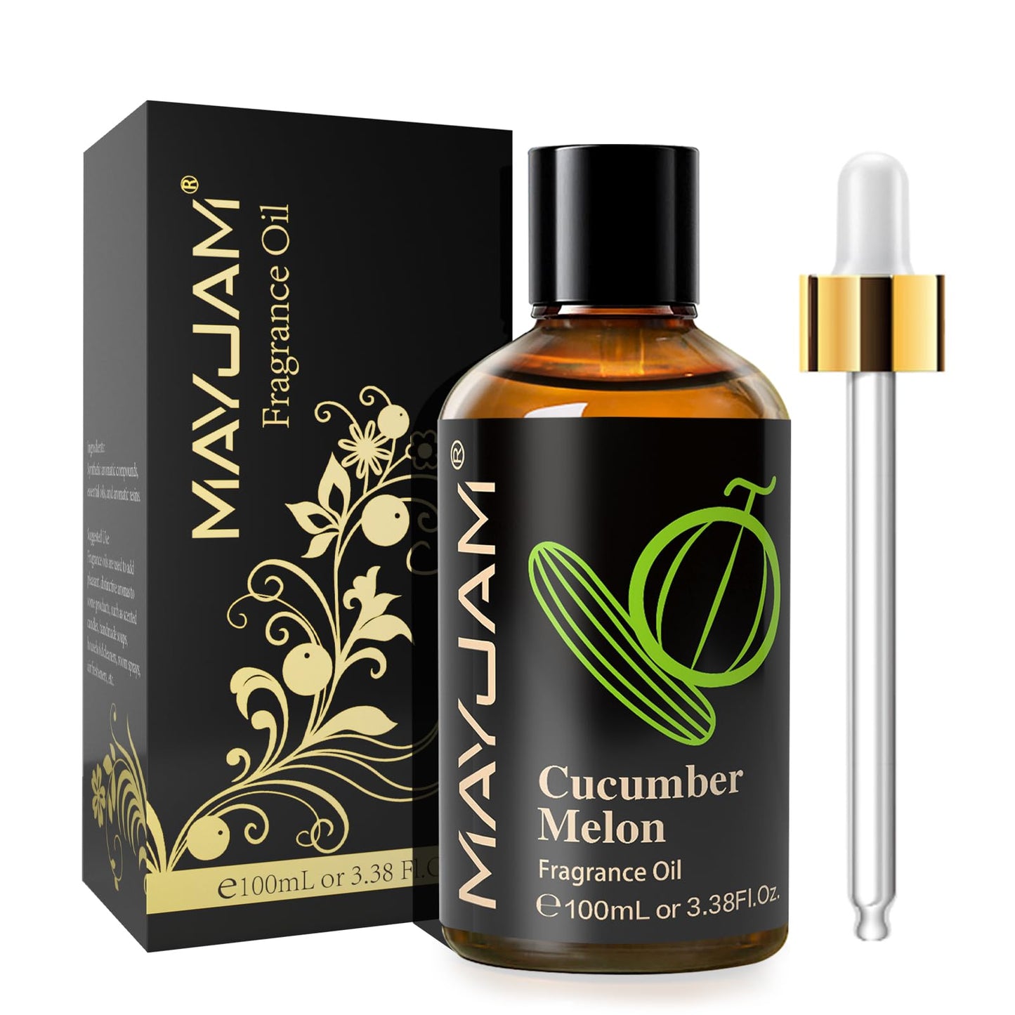 MAYJAM 100ML Cucumber Melon Fragrance Oil with Glass Dropper for Diffusers